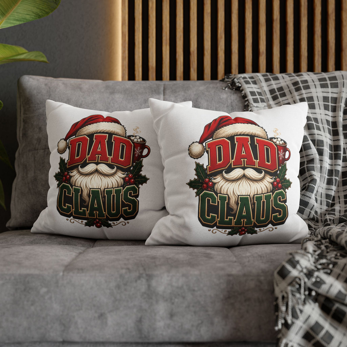 Dad Claus Christmas Pillowcase — Festive Santa Beard Holiday Decor