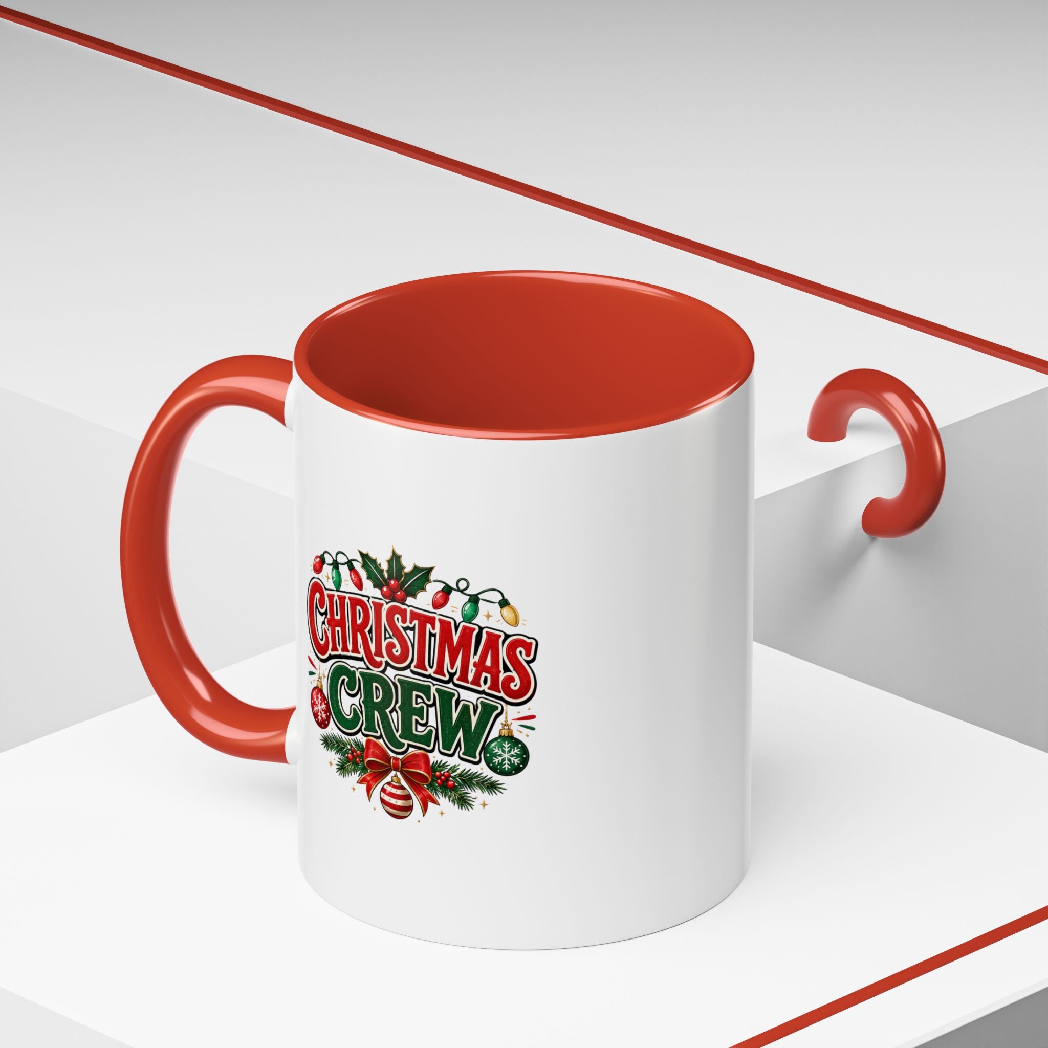 Christmas Crew Accent Coffee Mug - Festive Holiday Tea & Coffee Cup