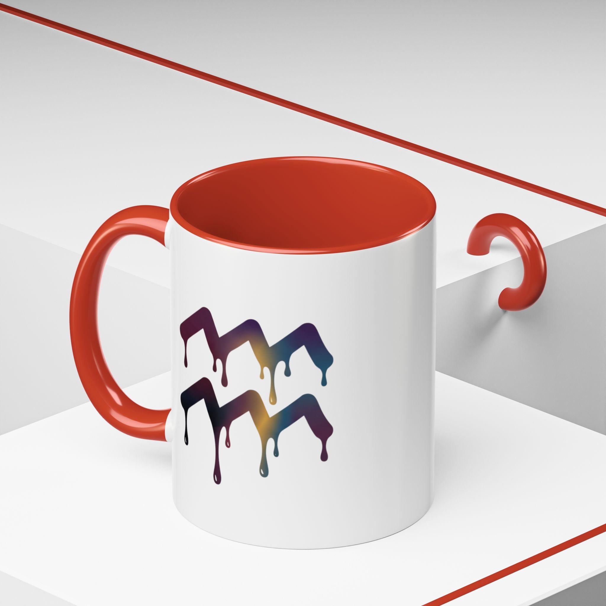 Dripping Rainbow Chevron Accent Coffee Mug — Colorful Gradient Art