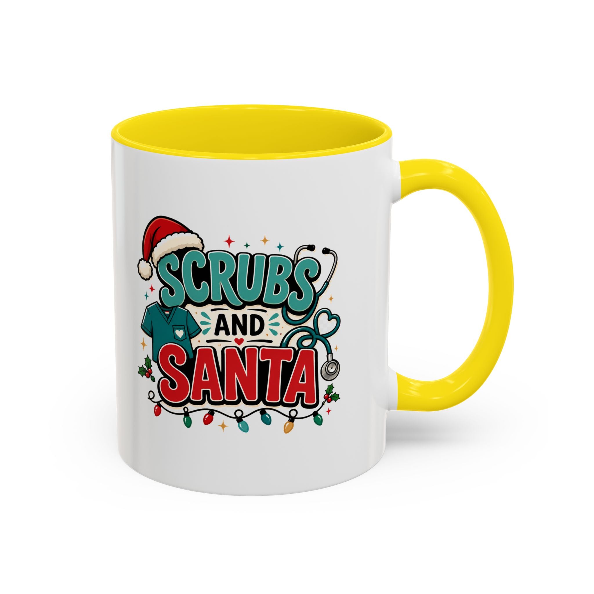Modern Day Christmas Scrubs and Santa Coffee Mug — Funny Christmas Nurse Gift