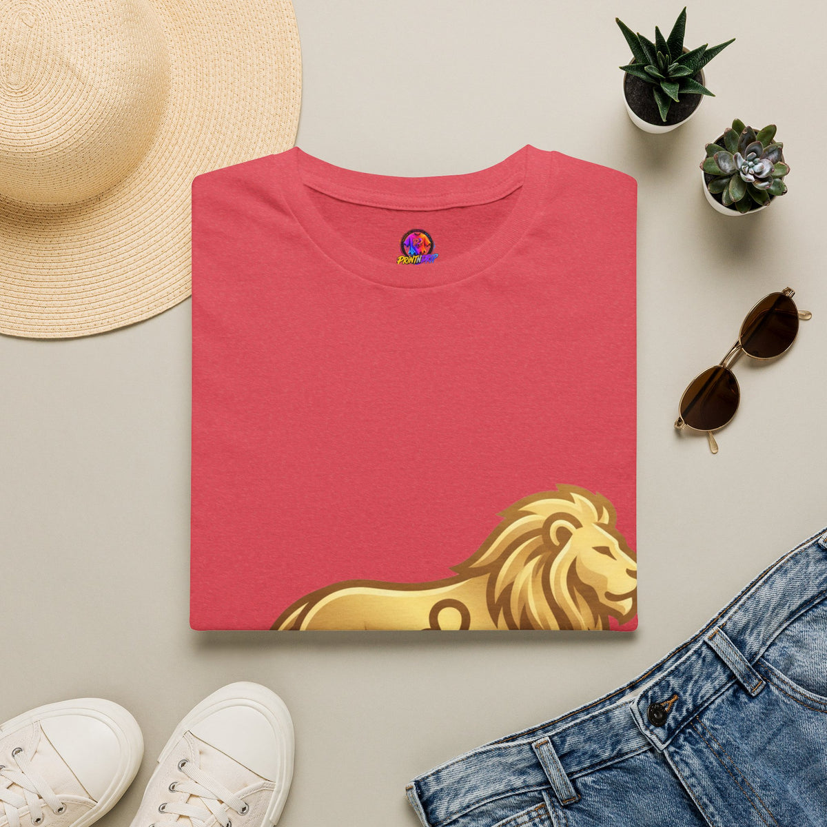 Leo Zodiac Lion T-Shirt — Gold Astrology Tee for Leo Birthdays & Zodiac Fans