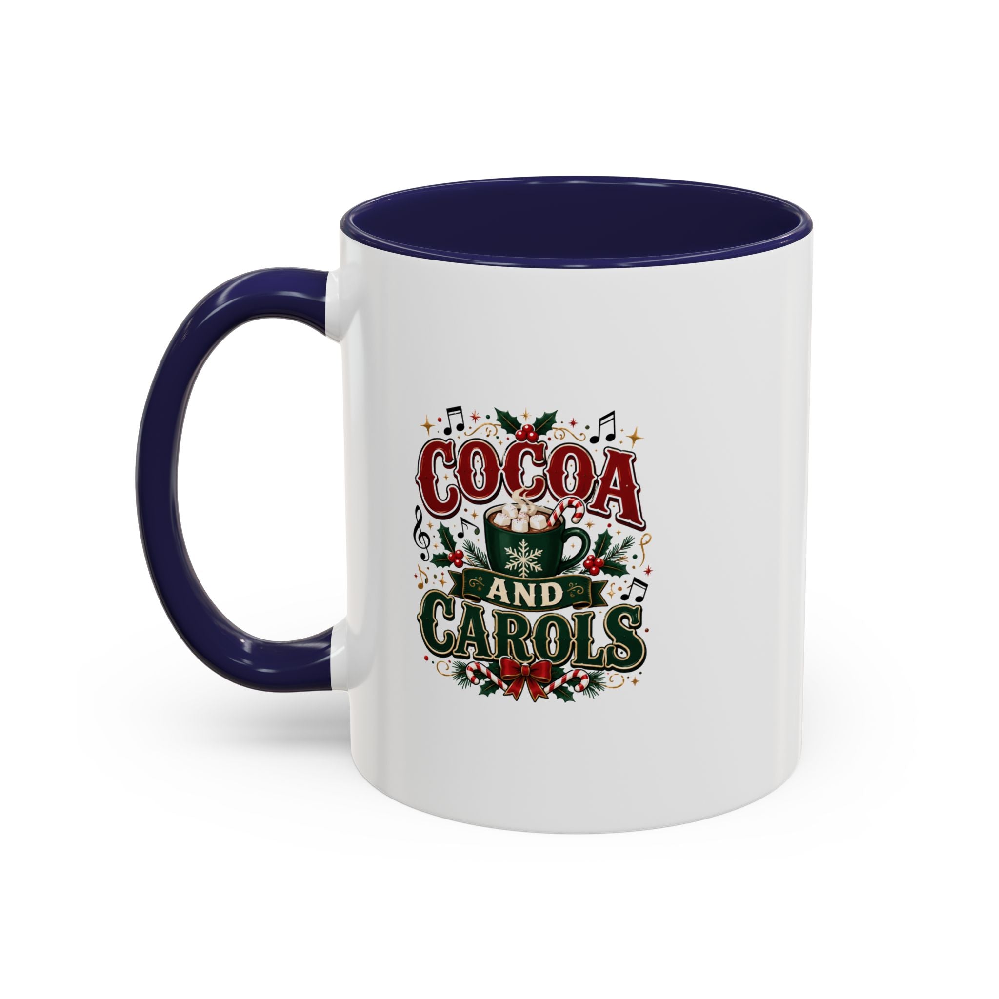 Cocoa and Carols Accent Coffee Mug — Holiday Christmas Cocoa Mug