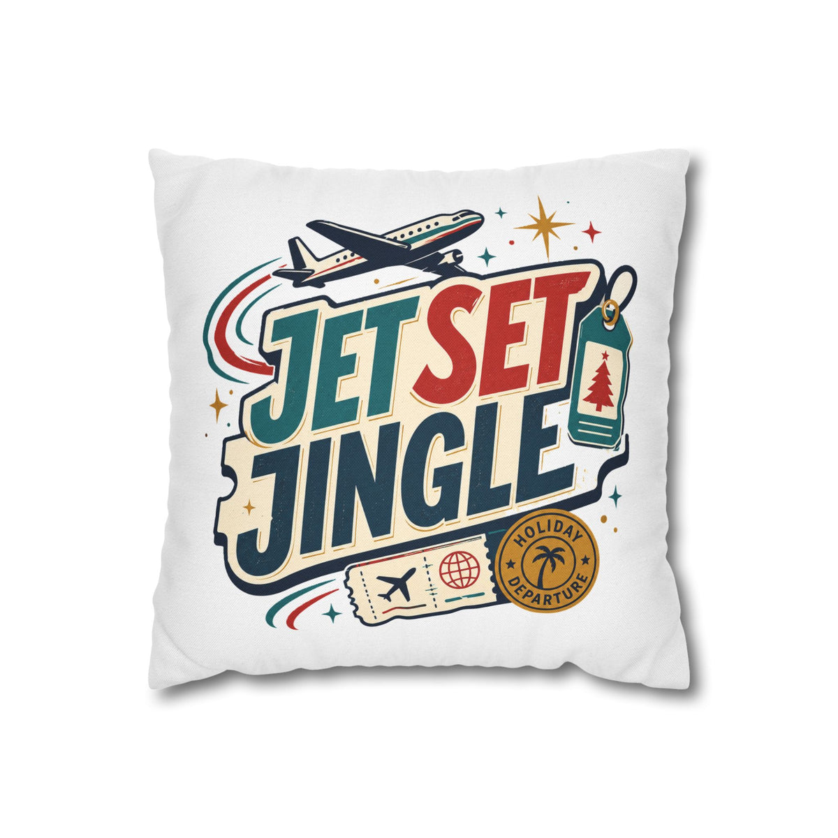 Jet Set Jingle Travel Pillowcase Modern Day Christmas  – Holiday Airplane Throw Pillowcase