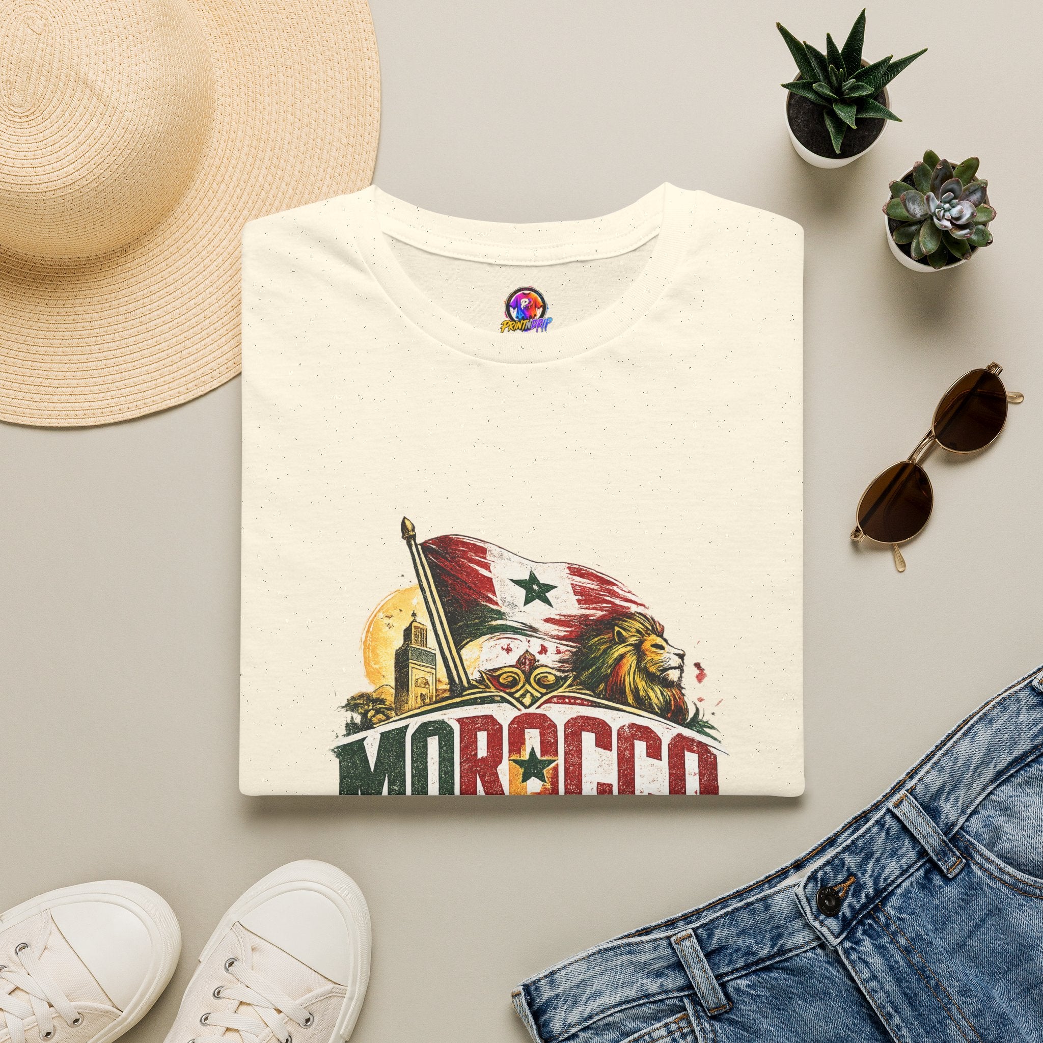 Morocco Soccer T-Shirt — Vintage Flag & Lion Football Tee