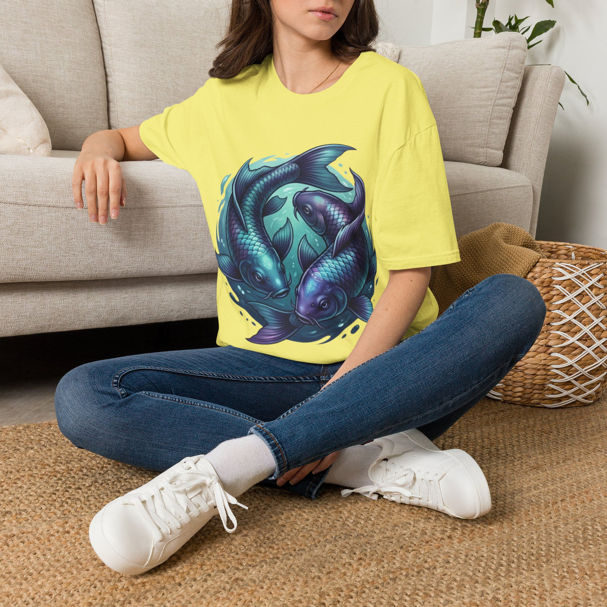 Pisces Zodiac Koi Fish Tee — Yin Yang Aquatic Graphic T-Shirt