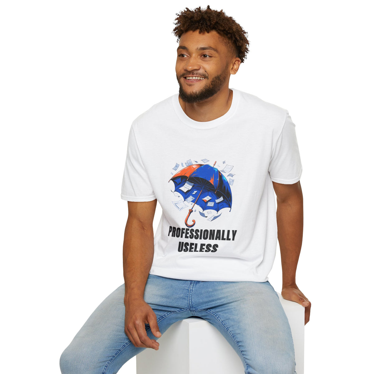 Professionally Useless T-Shirt — Illustrated Umbrella Graphic - Trending Now - August 2026
