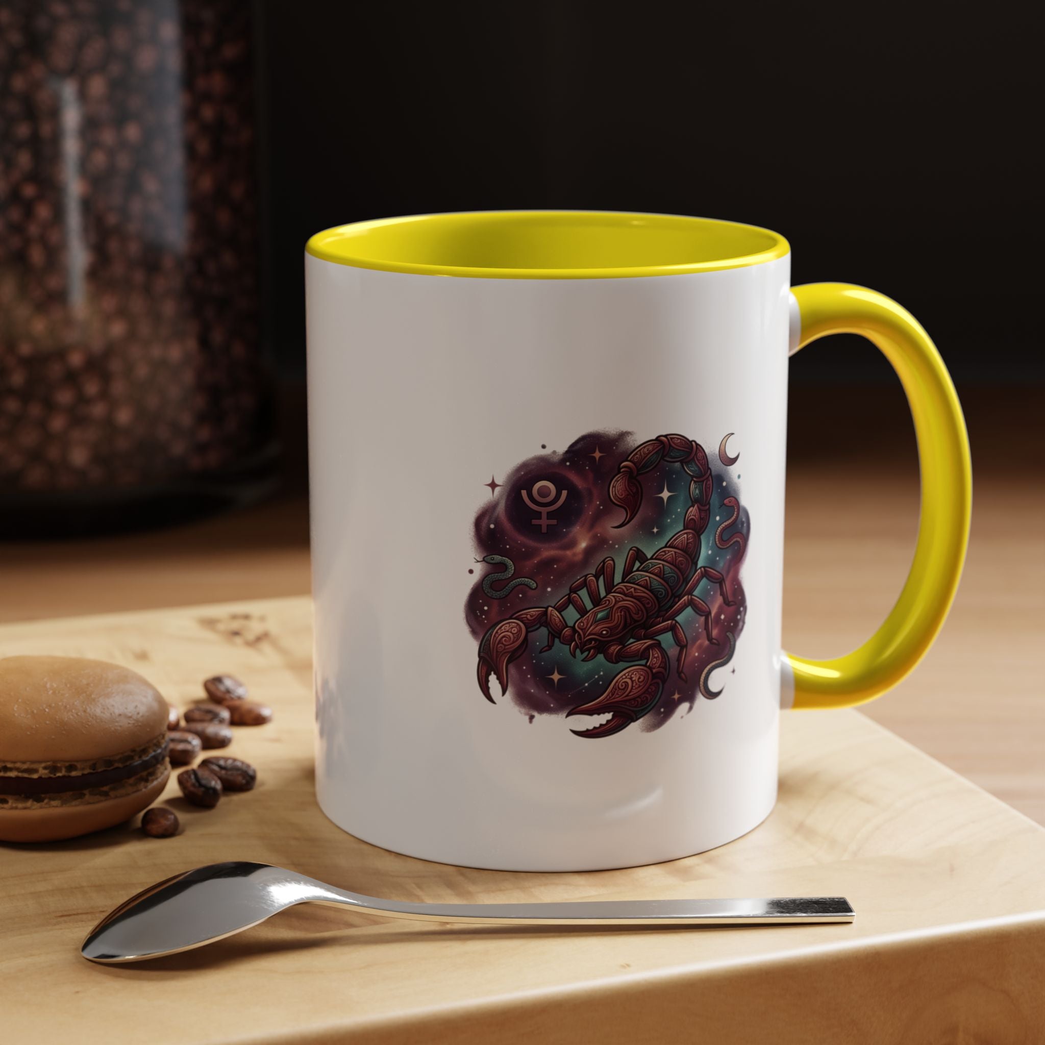 Scorpio Zodiac Accent Coffee Mug — Celestial Scorpion Astrology Design