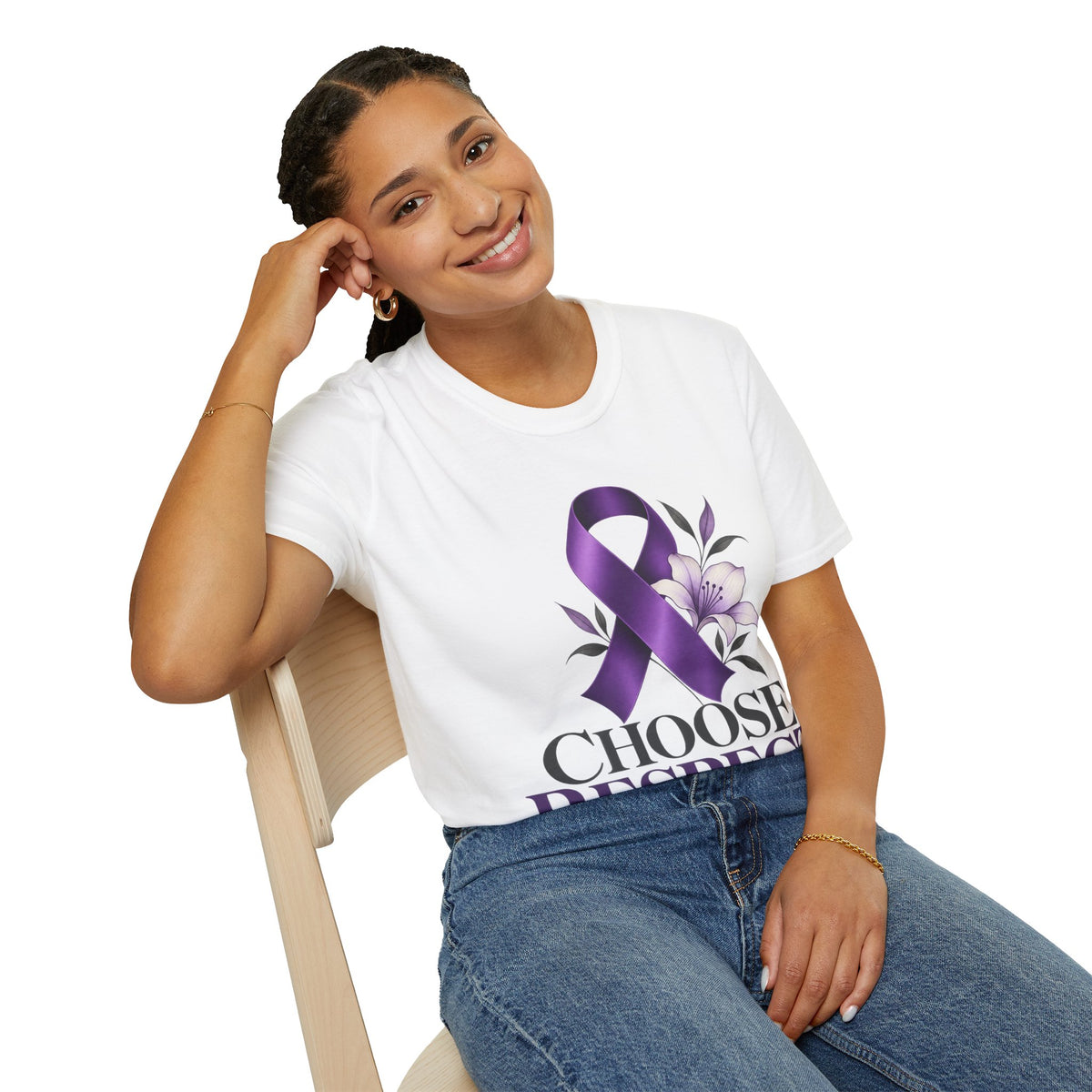 Choose Respect Purple Ribbon T‑Shirt — Domestic Violence Awareness Tee