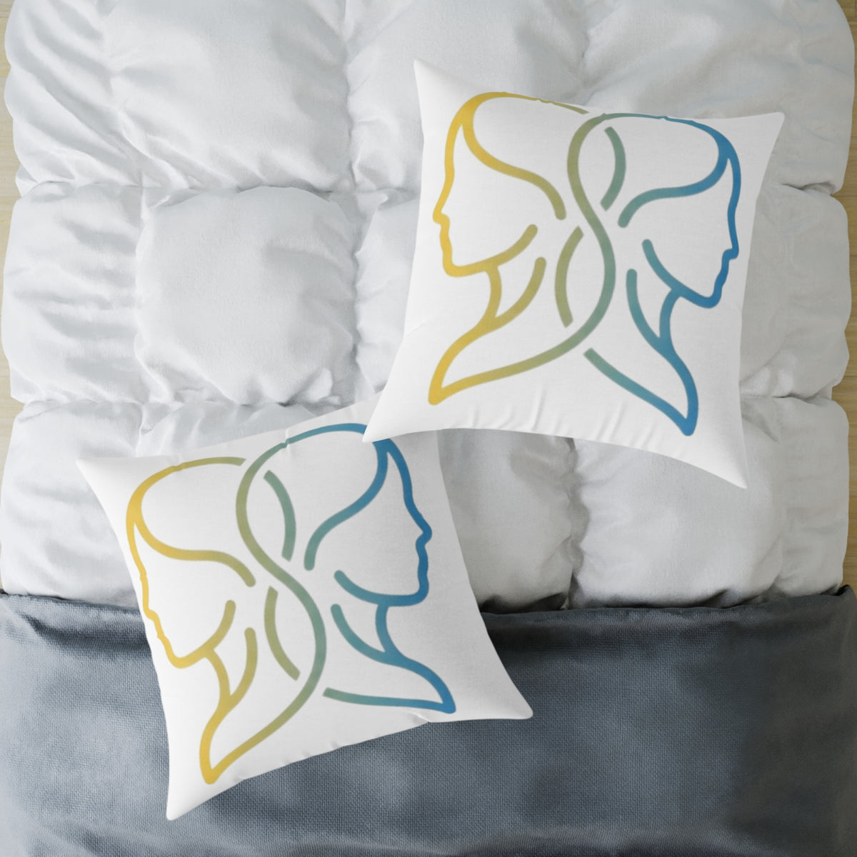 Gemini Zodiac Square Poly Canvas Pillow Double Face Astrological Zodiac Pillow
