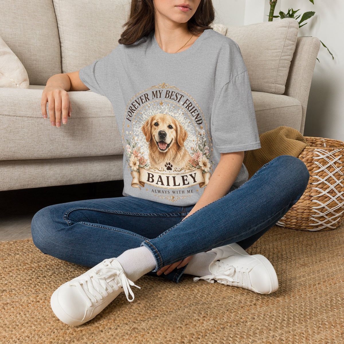 Forever My Best Friend Dog T-Shirt — Personalized Pet Name Golden Retriever Tee