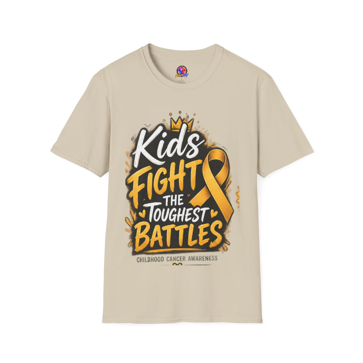 Children's Cancer Awareness T-Shirt — "Kids Fight The Toughest Battles" Gold Ribbon