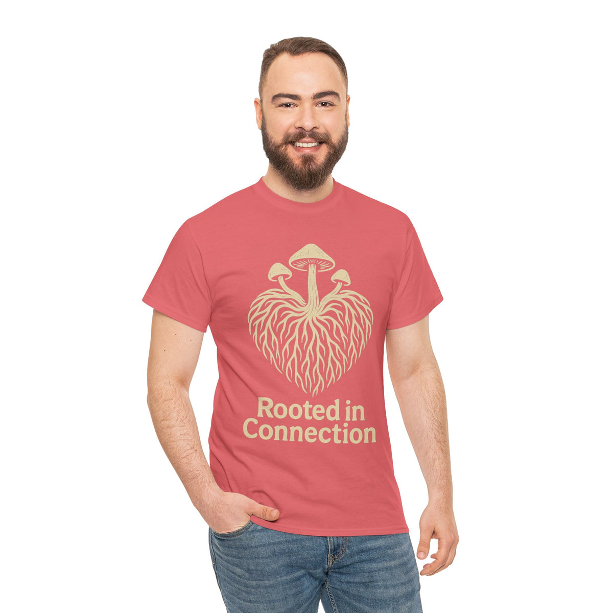 Rooted in Connection Mushroom Graphic Tee - Aesthetic Nature T-Shirt - Trending Now - September 2026