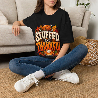 Thanksgiving T-Shirt — "Stuffed and Thankful" Turkey Design