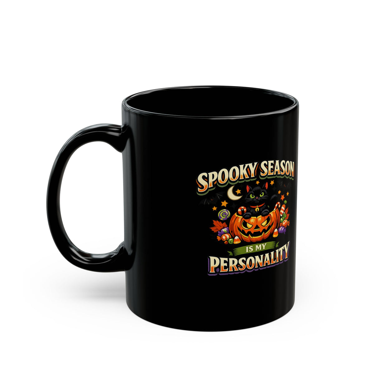 Halloween Spooky Season Is My Personality Black Coffee Mug – Halloween Pumpkin Design