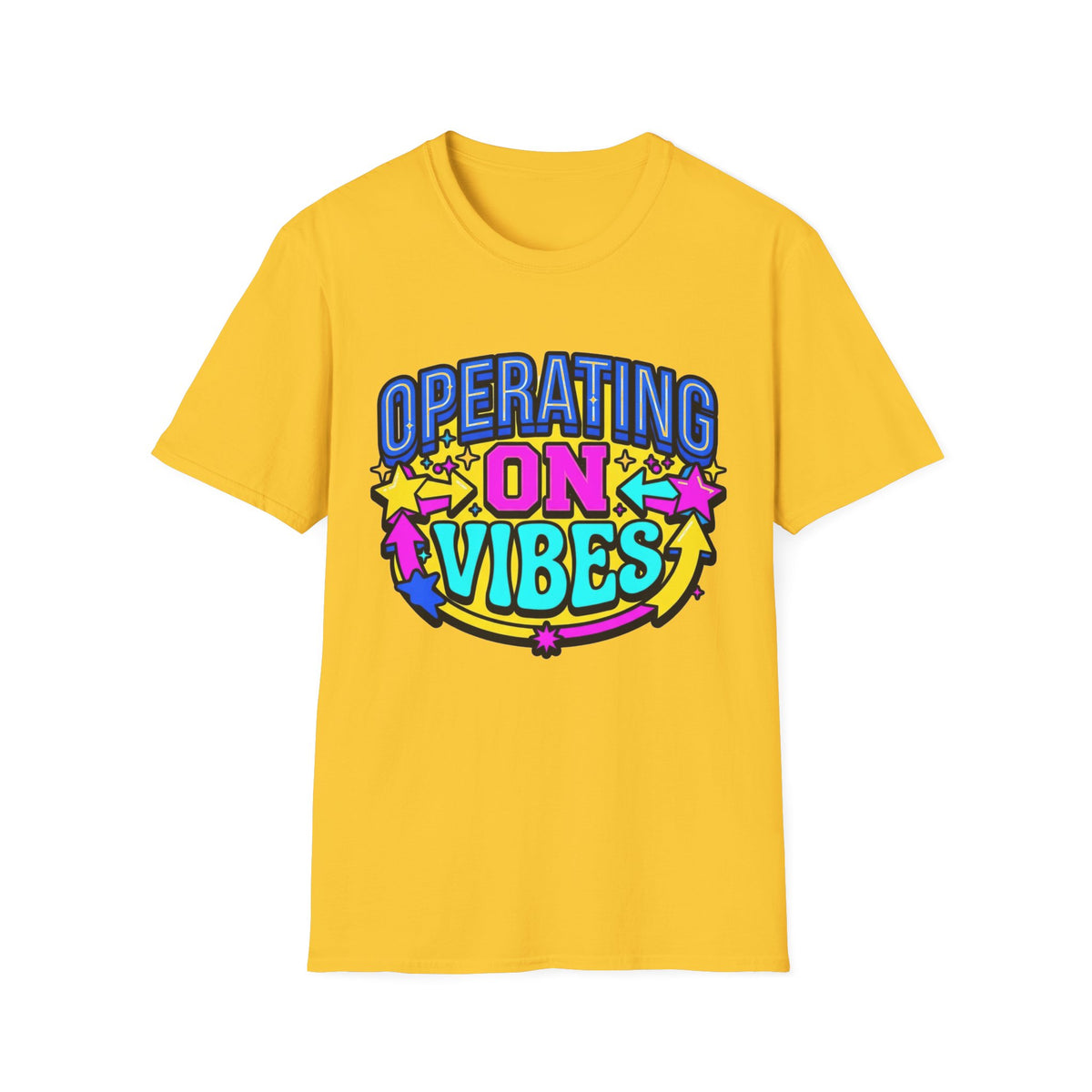 Operating On Good Vibes T-Shirt — Retro Rainbow Positive Energy Tee - Trending Now - August 2026