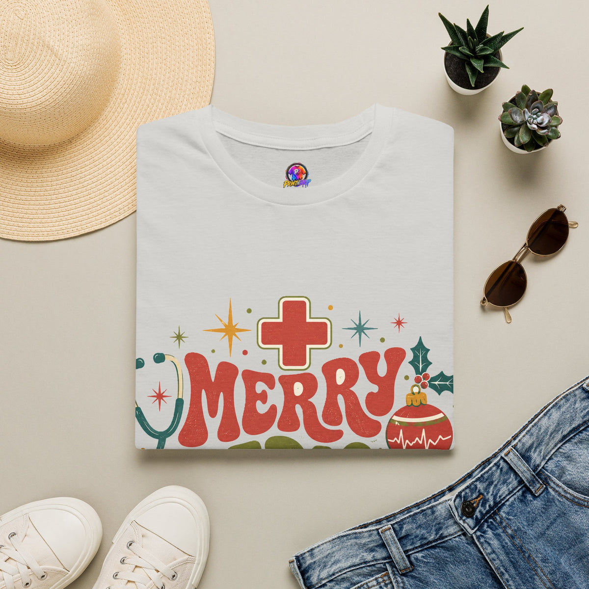 Merry Medical Mood T-Shirt — Christmas Nurse & Healthcare Holiday Tee
