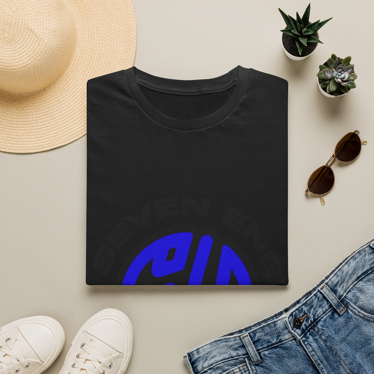 "Six Seven Energy" Circular Blue Monogram Graphic Tee - Trending Now - September 2026