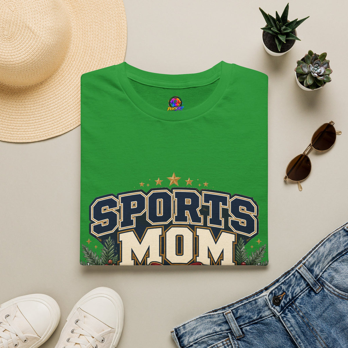 Sports Mom T‑Shirt — "Holiday Hustle" Athletic Mom Tee