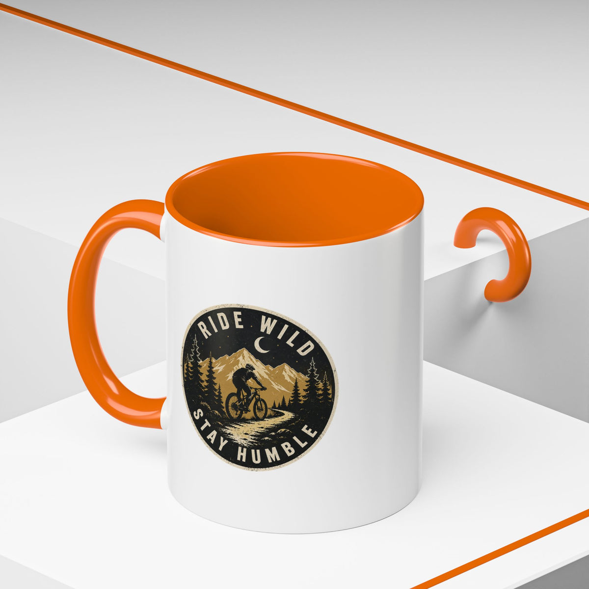 Milo Bailey Dog Dad Mom Ride Wild Stay Humble Accent Coffee Mug — Mountain Biking Adventure Travel Gift