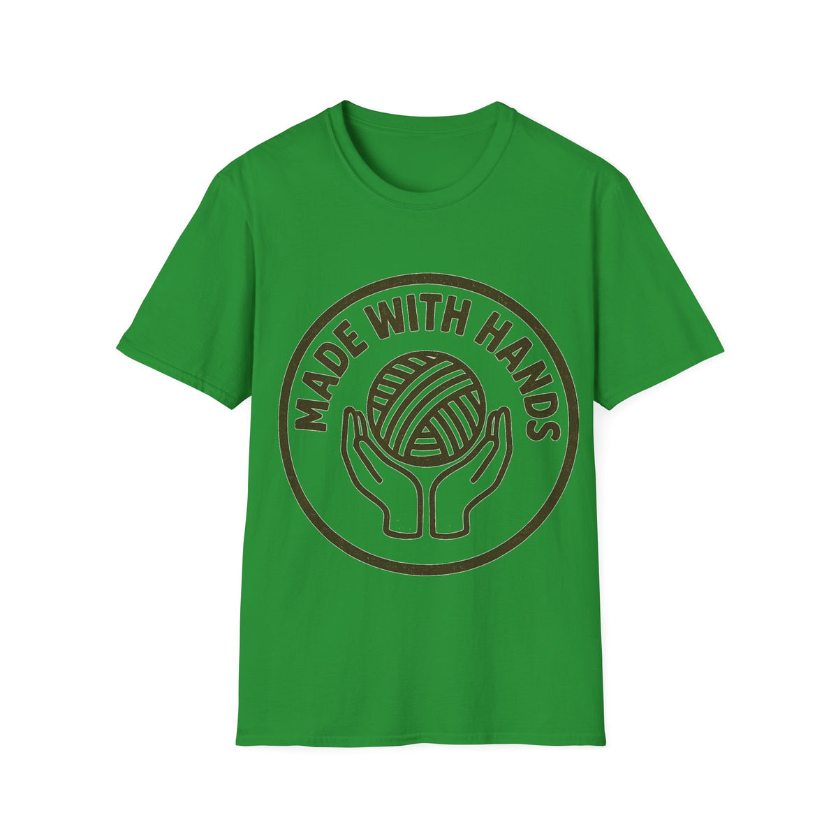 "Made With Hands" Vintage Ball of Yarn Logo Tee - Crafting Crochet Retro White T-Shirt - Trending Now - September 2026