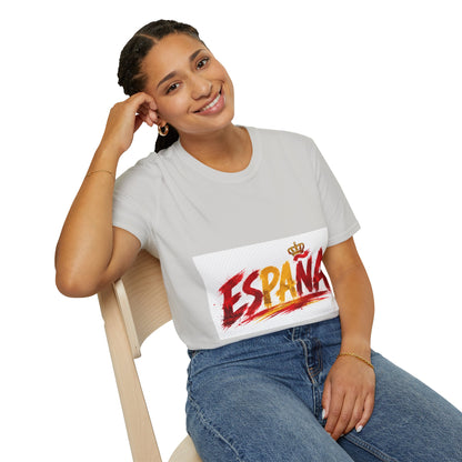 Spain  Graphic T-Shirt — Spanish Flag Brushstroke Design with Crown