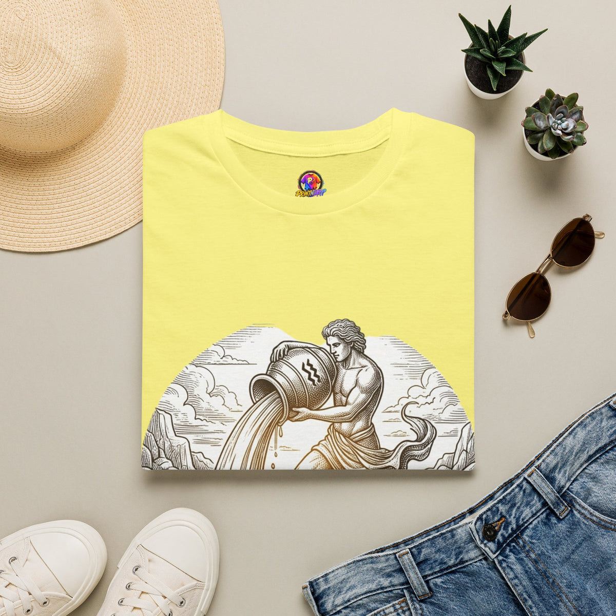 Aquarius Zodiac T-Shirt — Vintage Water Bearer Astrology Tee