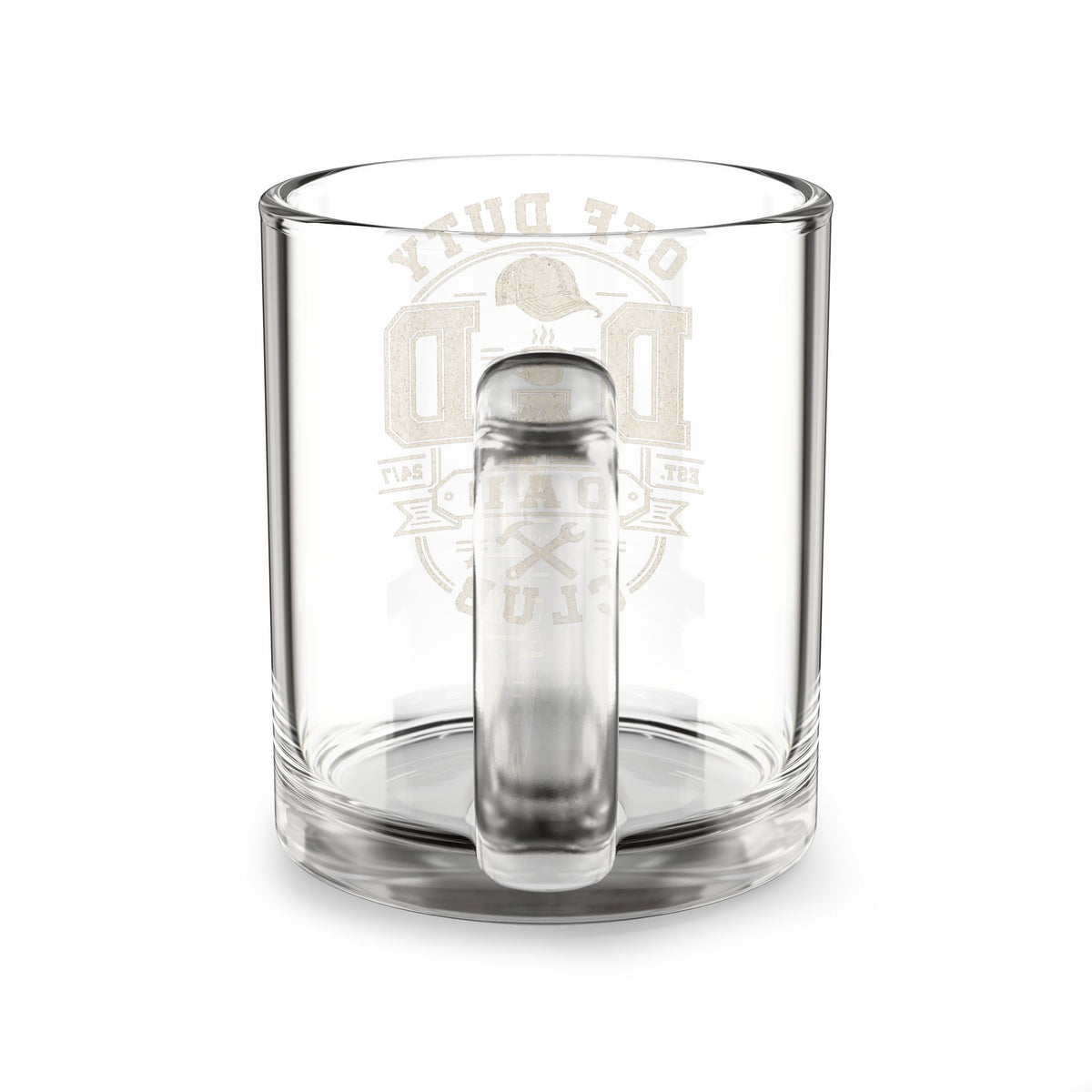 Off Duty Dad Glass Mug — 10oz Coffee & Whiskey Tumbler for Fathers’ Day Milo Bailey Dog Dad Mom  Glass Mug 10 oz