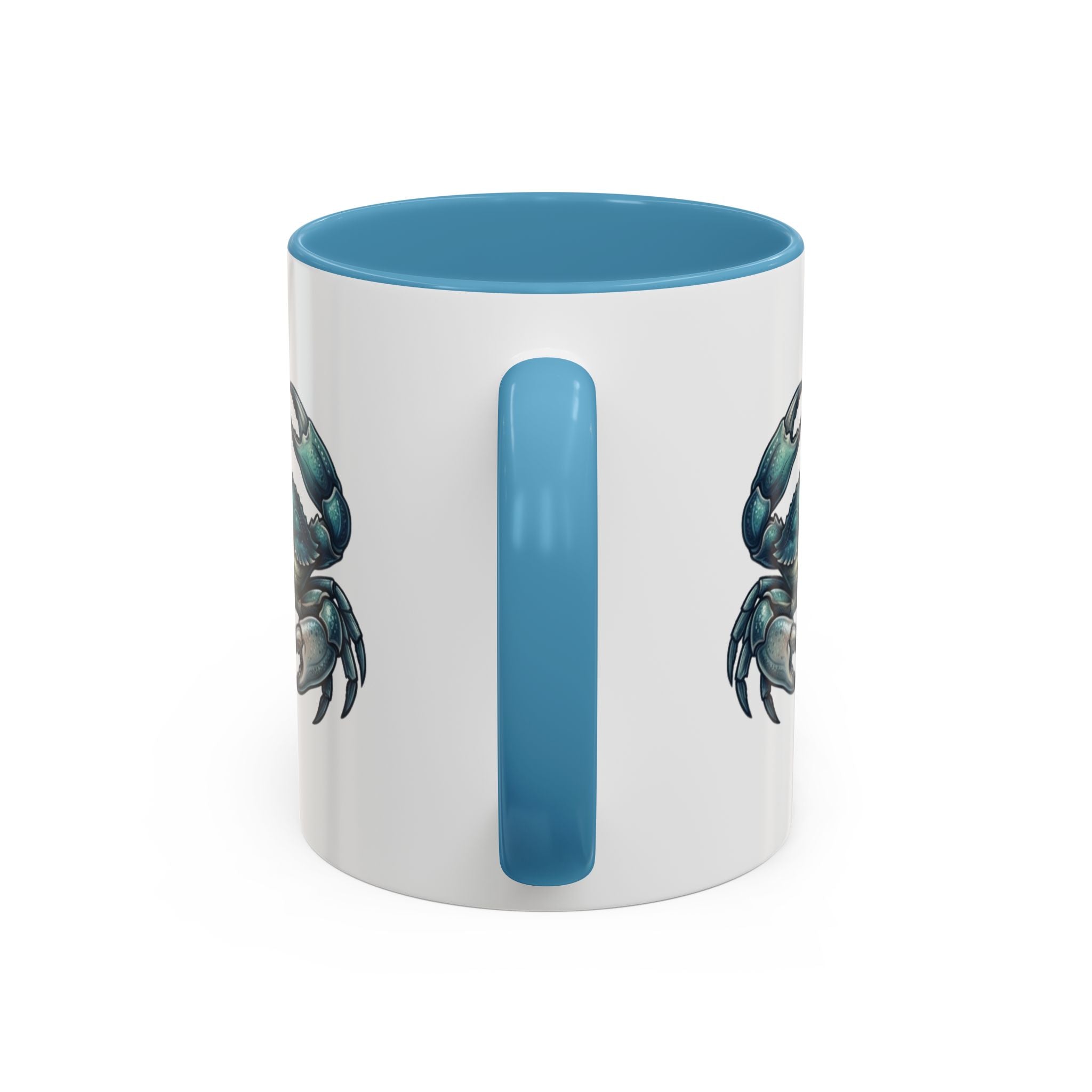 Crab Accent Coffee Mug – Blue Coastal Crab Artwork