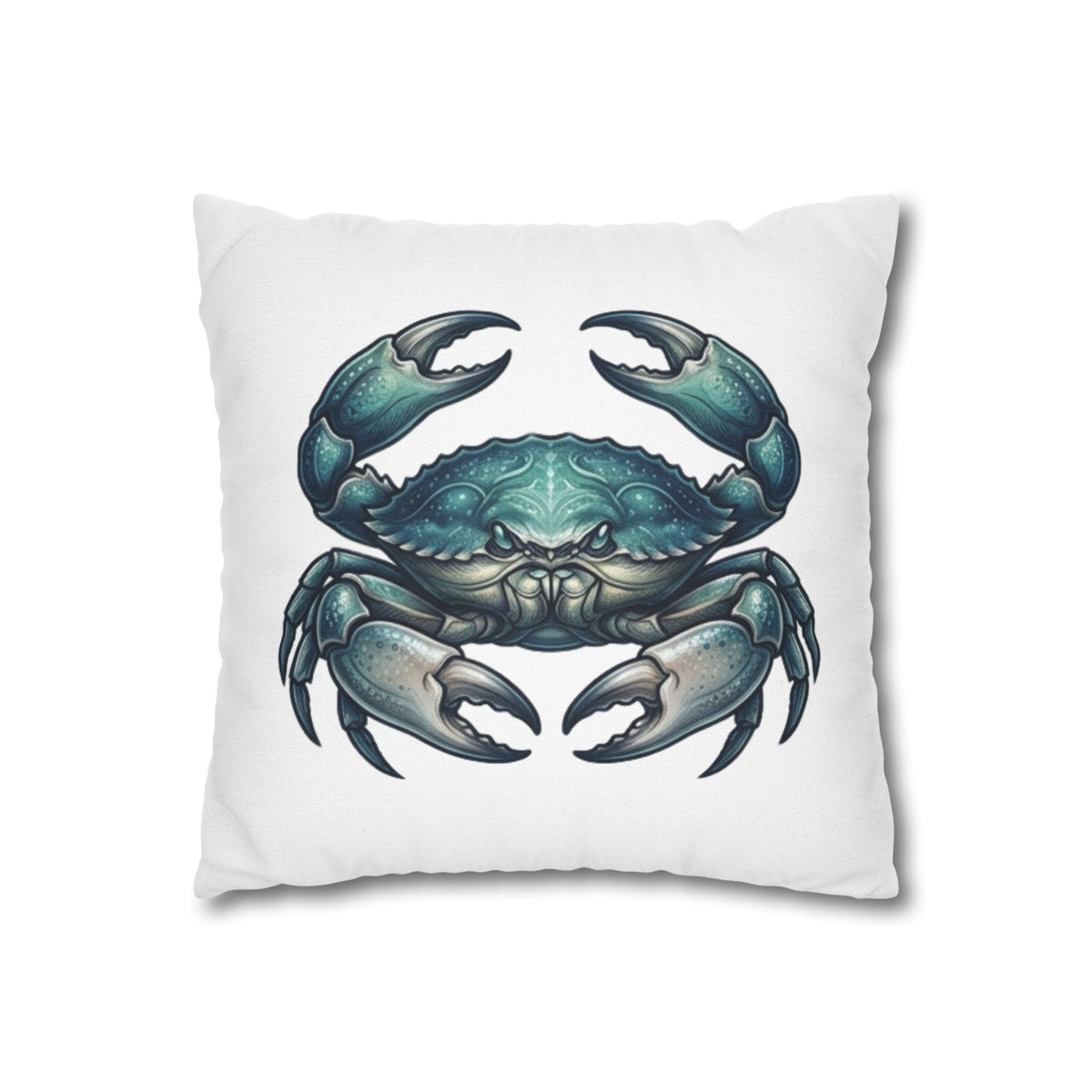 Cancer Zodiac Blue Crab Decorative Pillowcase — Coastal Beach House Accent