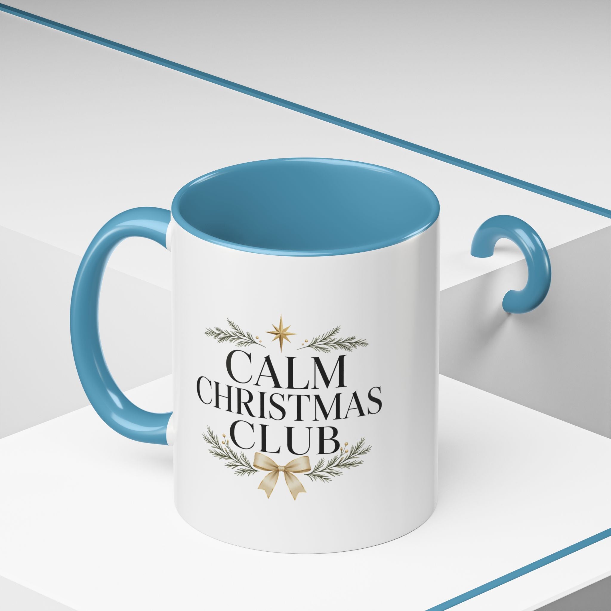 Christmas Calm Christmas Club Accent Coffee Mug — Holiday Floral Wreath