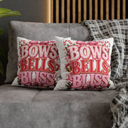 Bows Bells Bliss Decorative Throw Pillowcase Modern Day Christmas