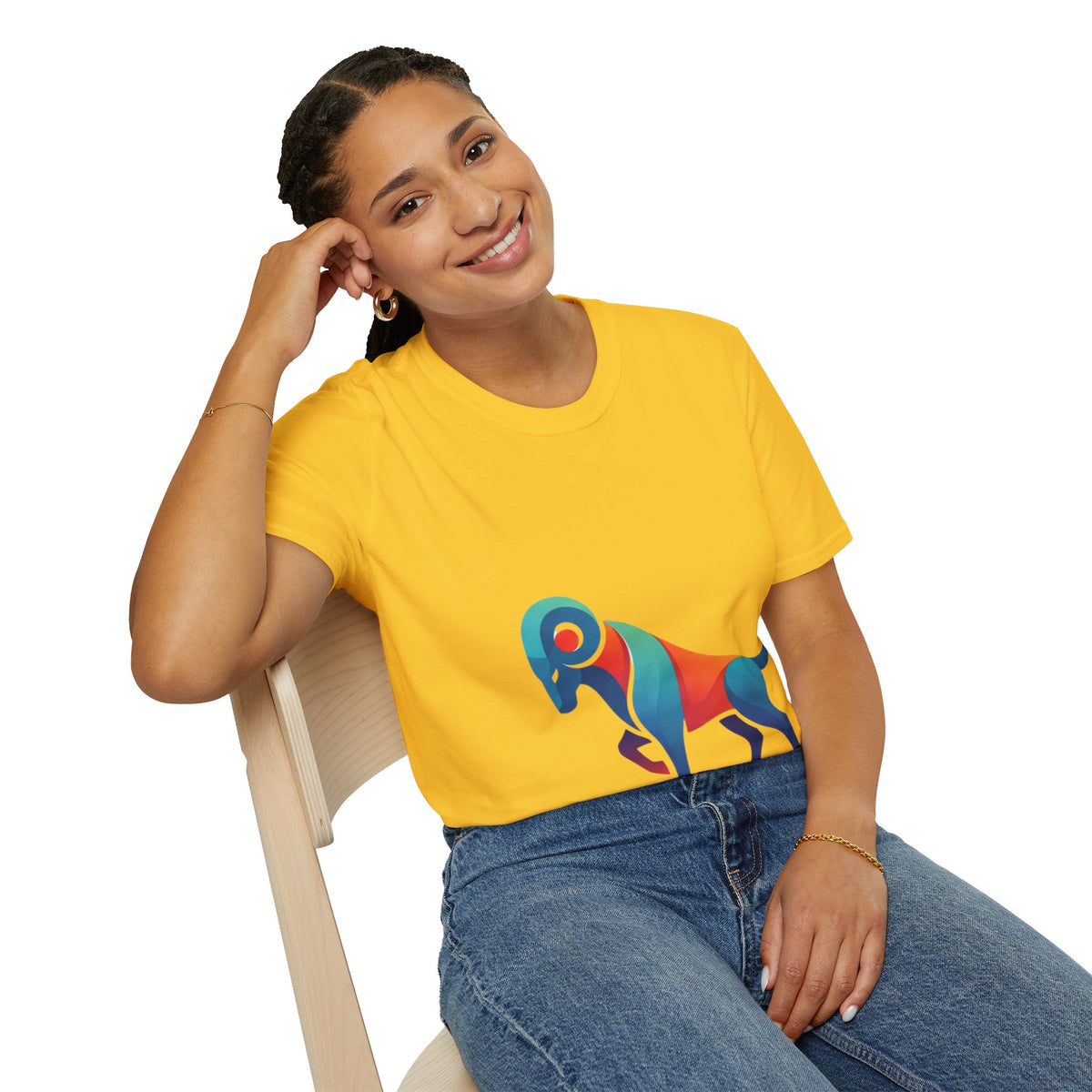 Aries Zodiac  Colorful Ram T-Shirt — Abstract Multicolor Aries Graphic Tee