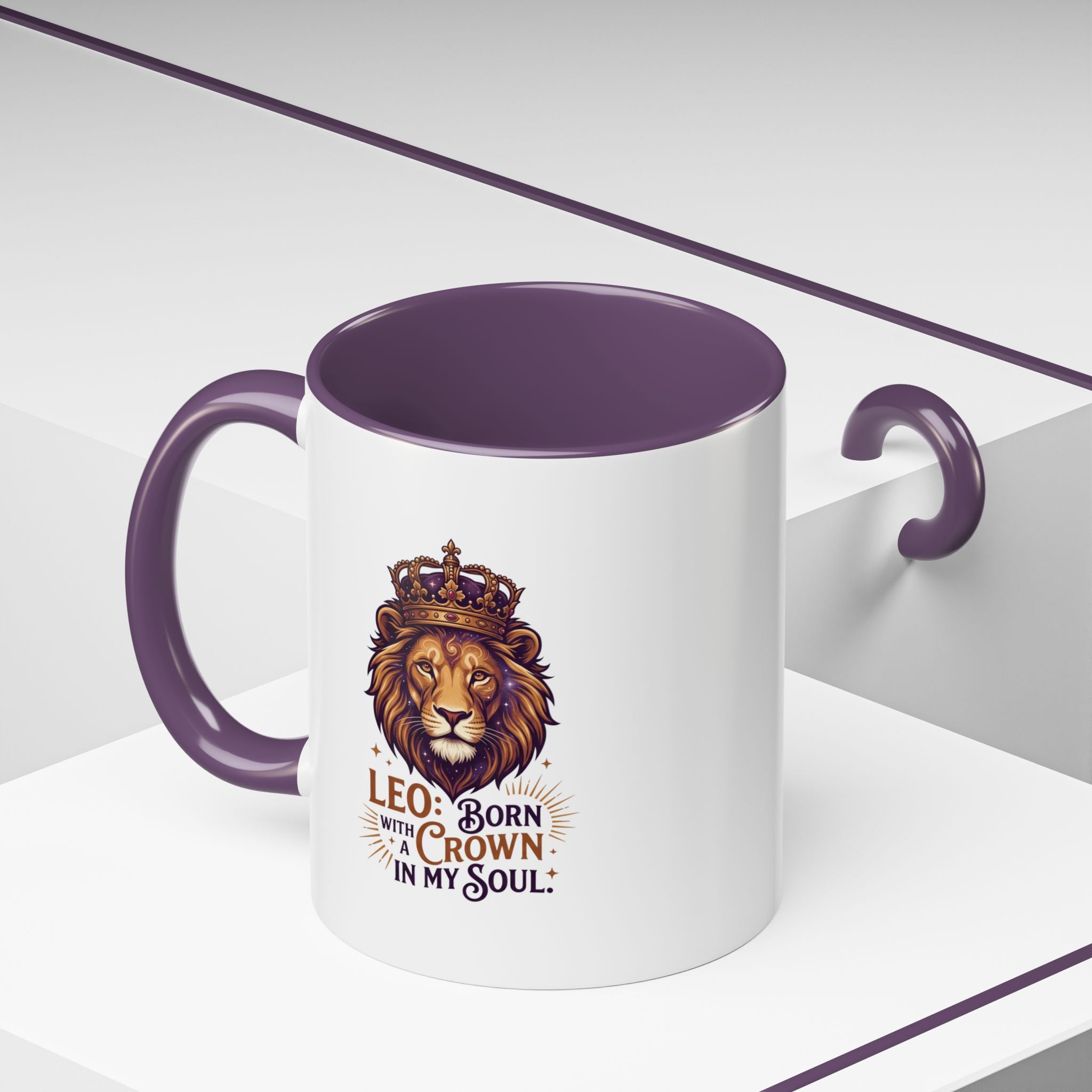 Leo Zodiac Coffee Mug — "Born with a Crown in My Soul" Lion Design