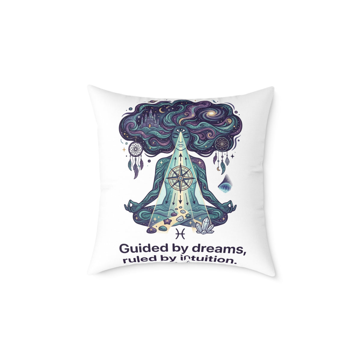 Pisces Zodiac Guided By Dreams Square Poly Canvas Pillow