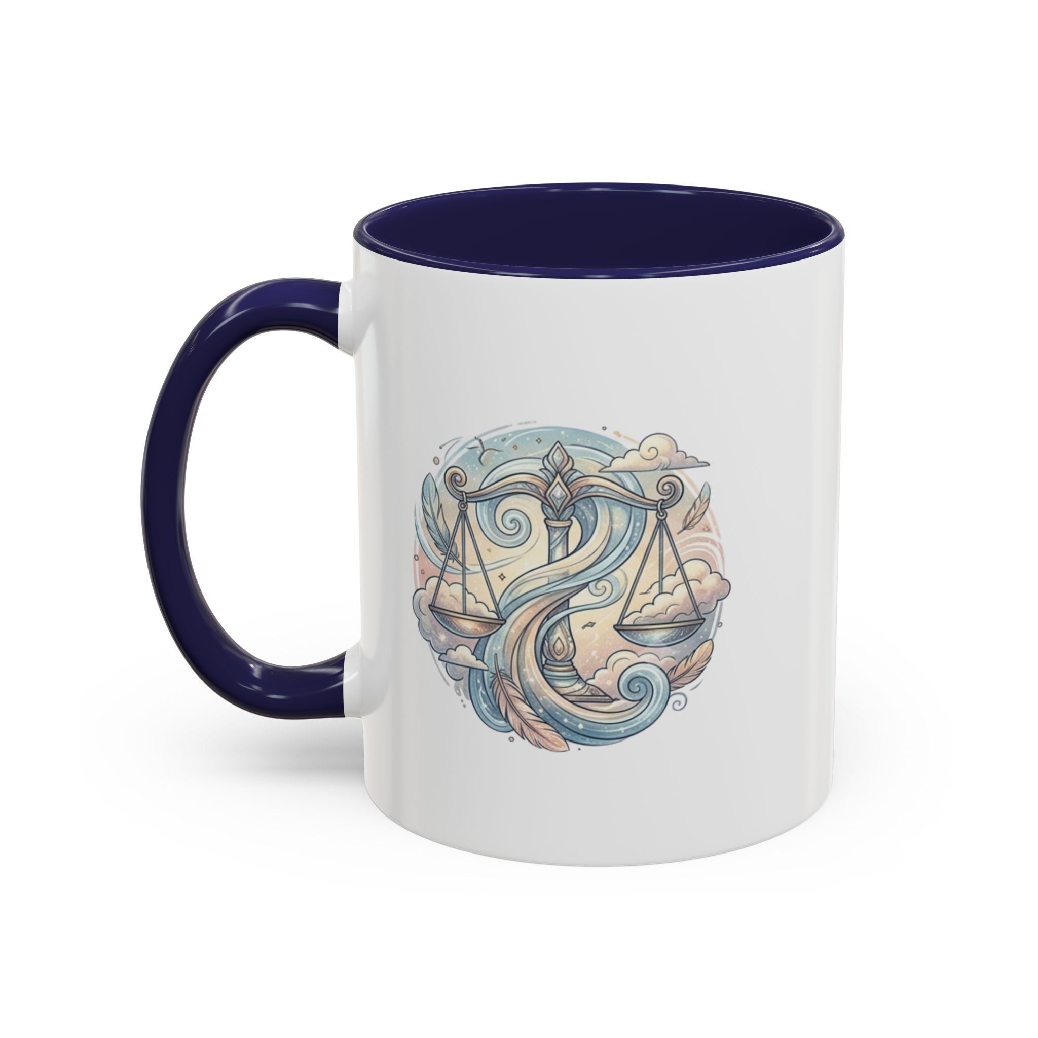 Libra Zodiac Coffee Mug — Balance Scales Astrological Accent Mug