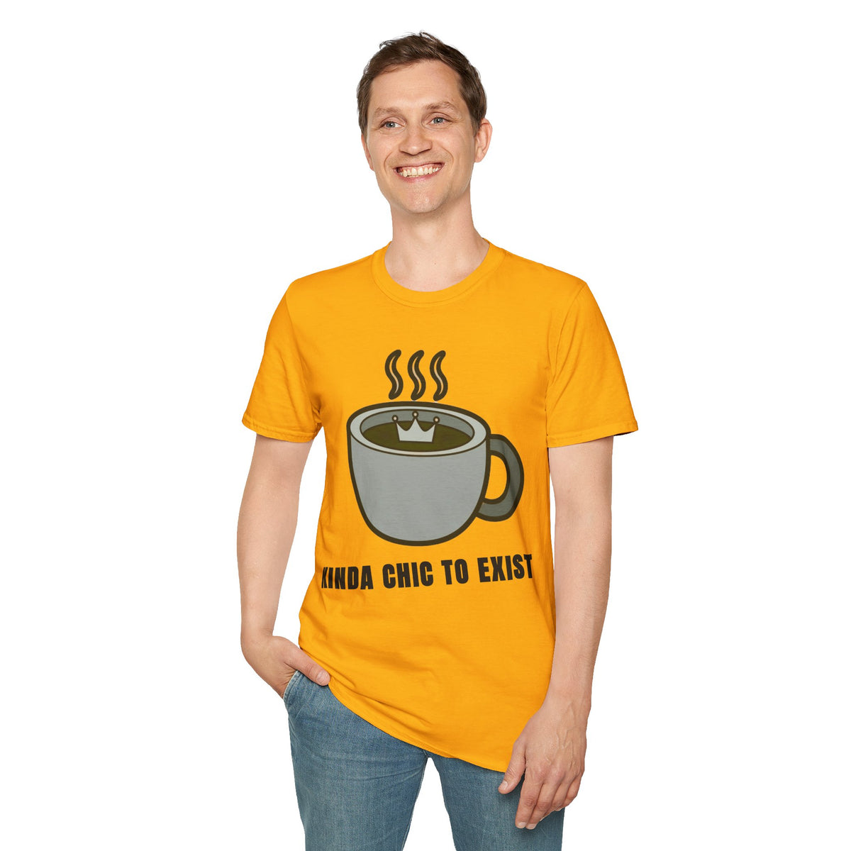 Coffee Mug Graphic T-Shirt — "Kinda Chic to Exist" Casual Tee - Trending Now - September 2026