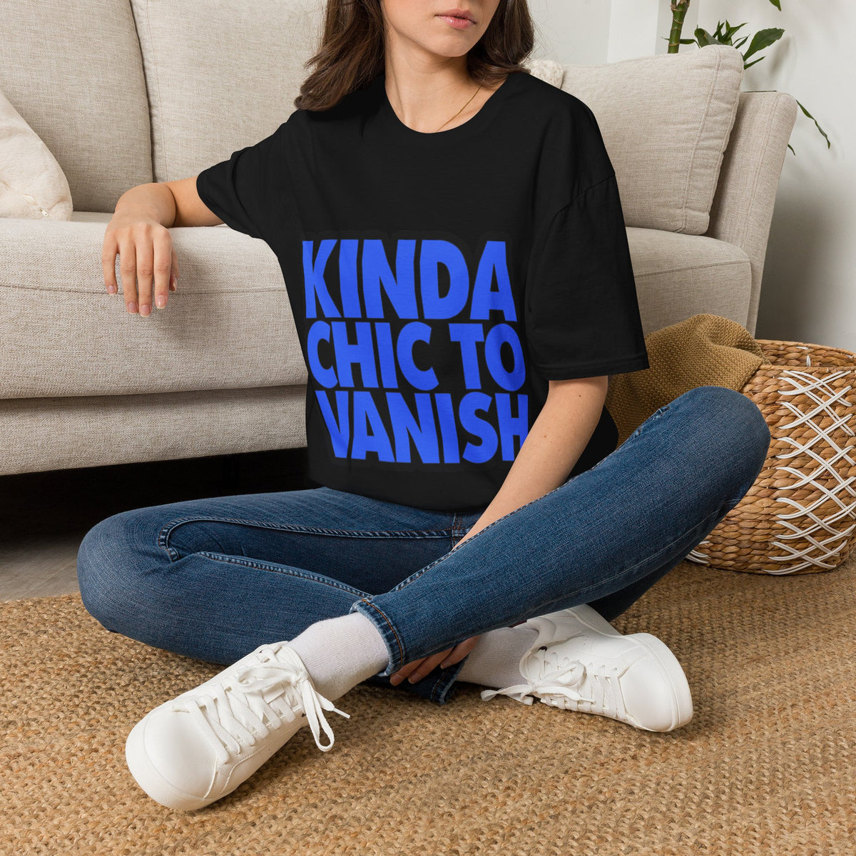 "Kinda Chic To Vanish" Bold Blue Typography Graphic Tee - Trending Now - September 2026