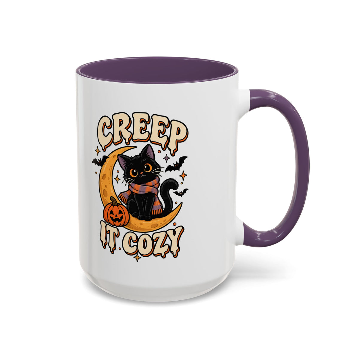 Creepy It Cozy Black Cat Halloween Accent Coffee Mug (11/15oz)