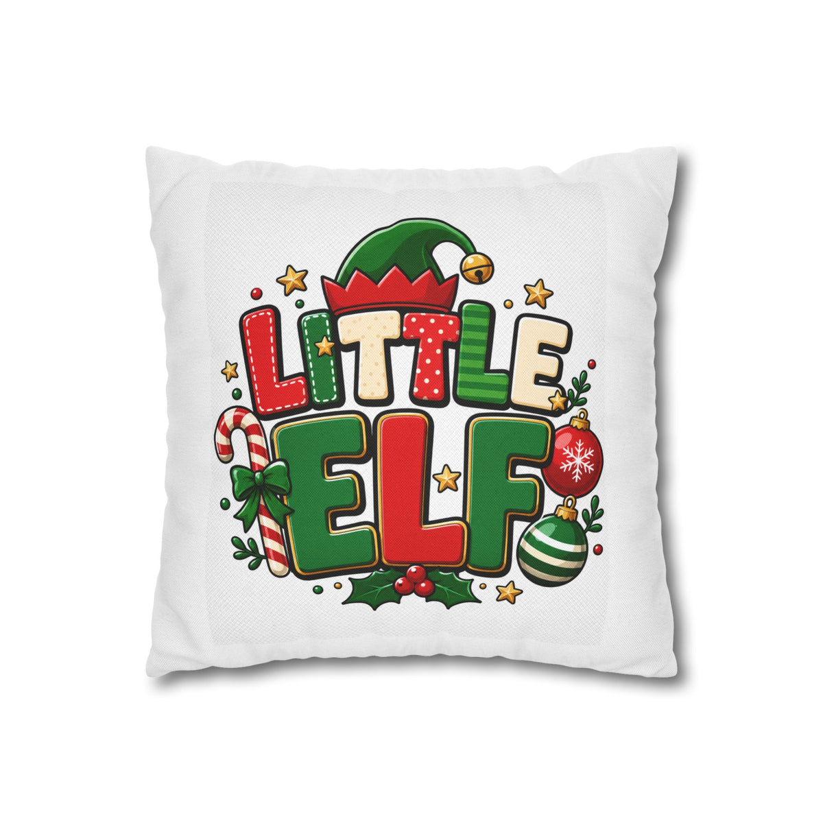 Little Elf Christmas Pillowcase — Cute Holiday Kids Decorative Pillow Cover