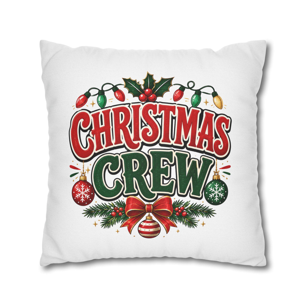 Christmas Crew Holiday Throw Pillowcase — Festive Decorative Cushion Cover