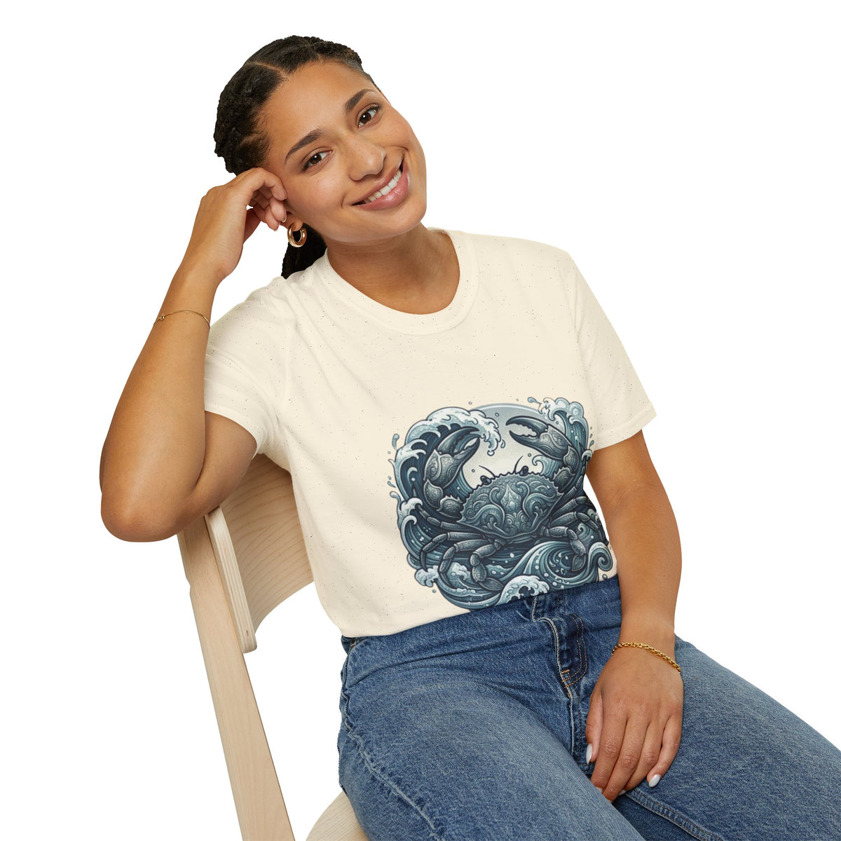 Cancer Zodiac Crab & Waves T-Shirt — Nautical Ocean Art Tee