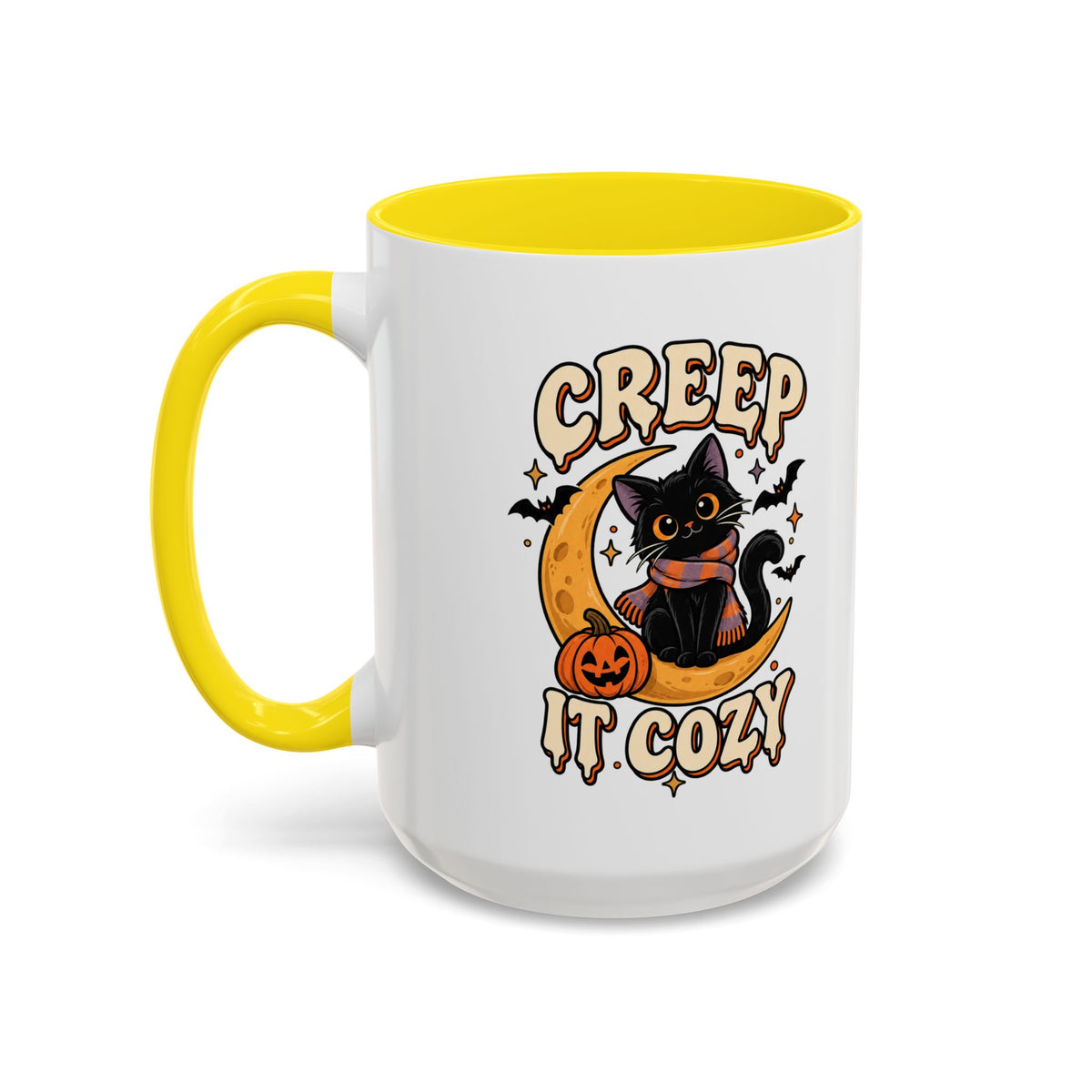 Creepy It Cozy Black Cat Halloween Accent Coffee Mug (11/15oz)