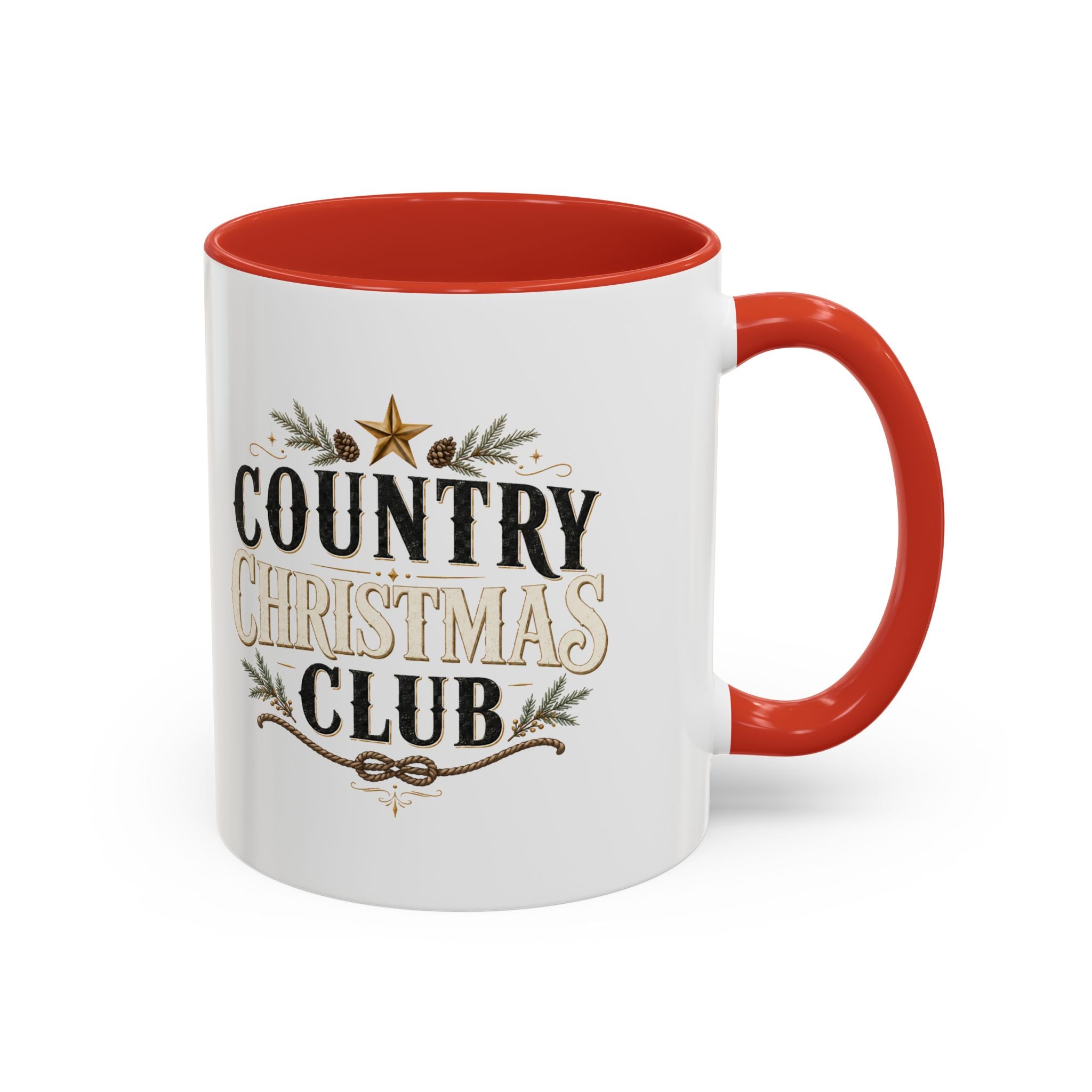 Christmas Country Christmas Club Accent Coffee Mug — Festive Rustic Holiday Coffee Cup