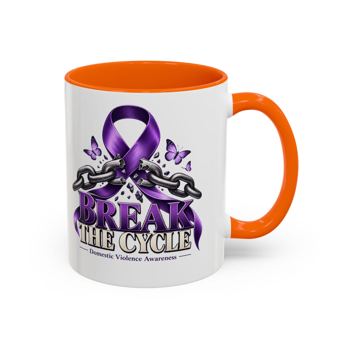 Break the Cycle Coffee Mug – Domestic Violence Awareness Purple Ribbon (11/15oz)