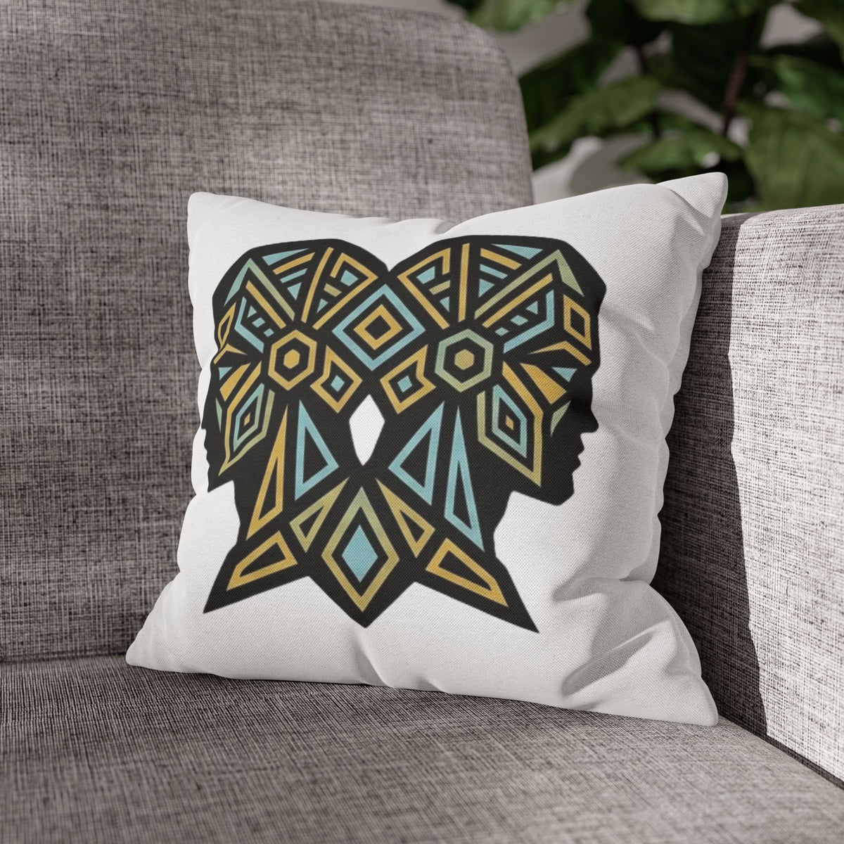 Gemini Geometric Twin Silhouette Decorative Pillowcase