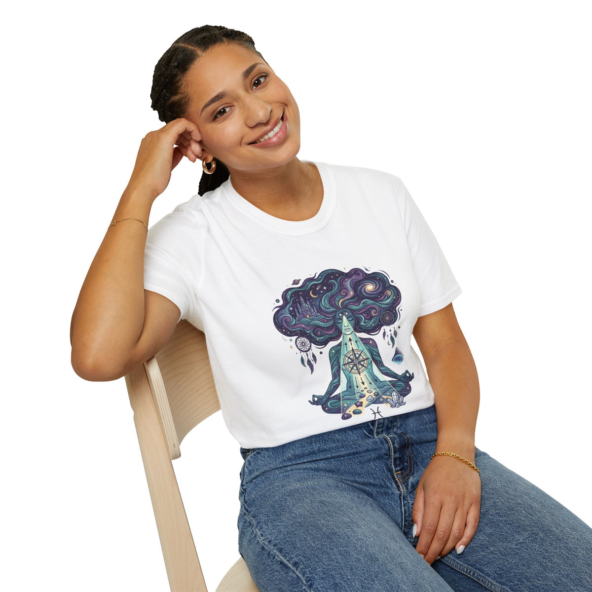 Dreamy Meditation T-Shirt — 'Guided by dreams, ruled by intuition' Spiritual Art Tee