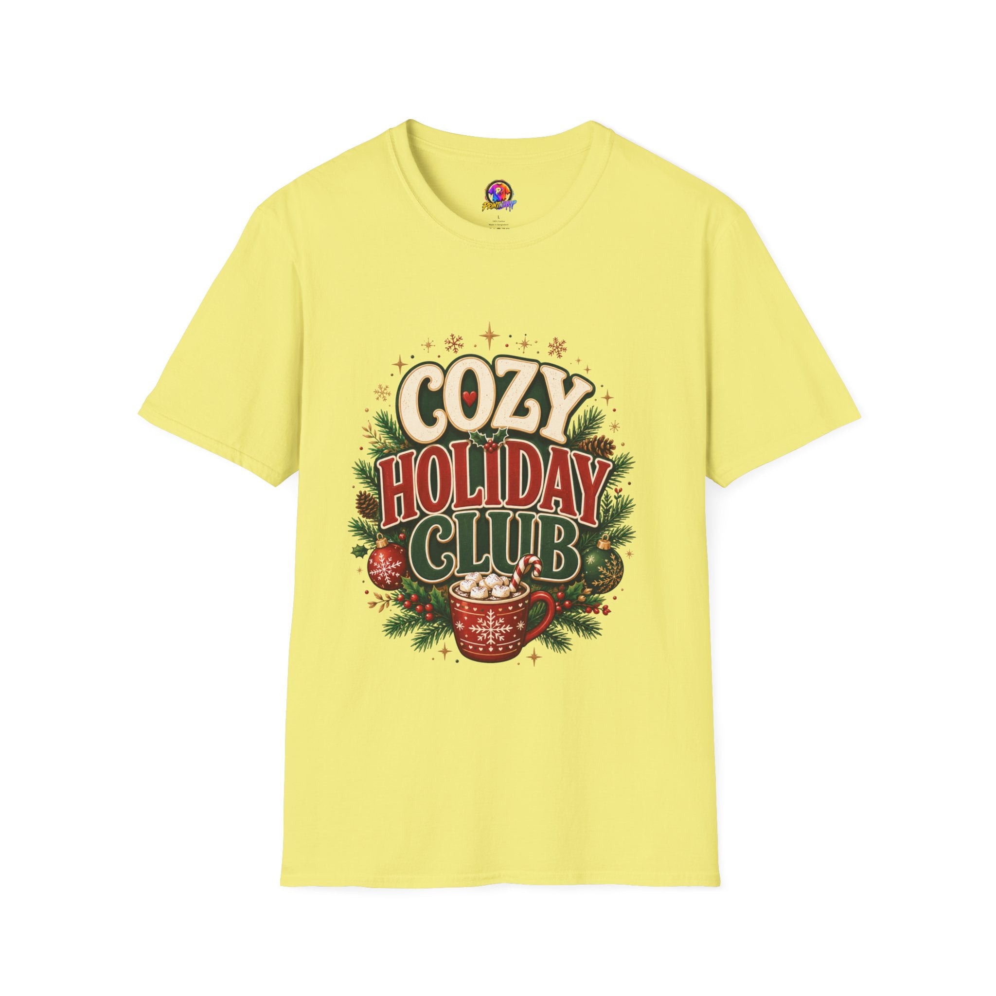 Cozy Holiday Club T-Shirt — Festive Christmas Cozy Cocoa Graphic Tee