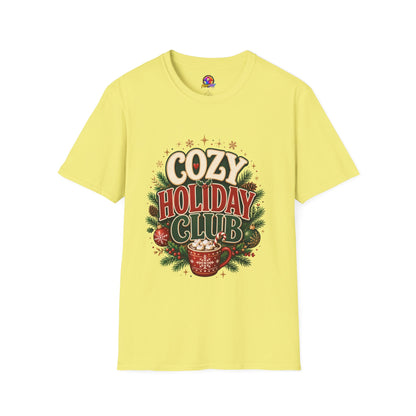 Cozy Holiday Club T-Shirt — Festive Christmas Cozy Cocoa Graphic Tee