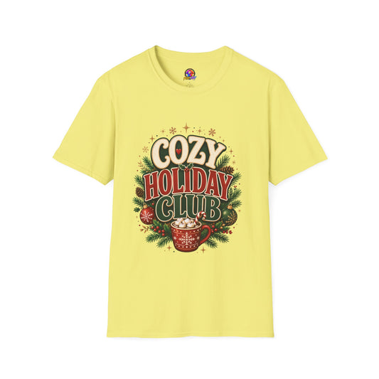 Cozy Holiday Club T-Shirt — Festive Christmas Cozy Cocoa Graphic Tee