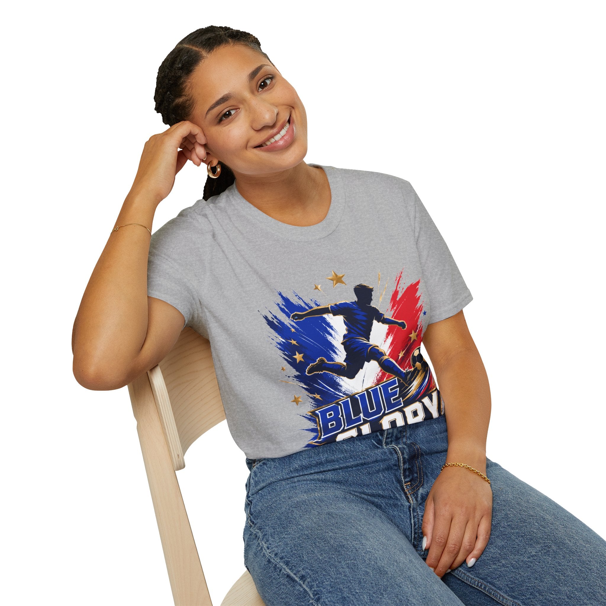 France Soccer T-Shirt — "Blue Glory" Red, White & Blue Player Graphic